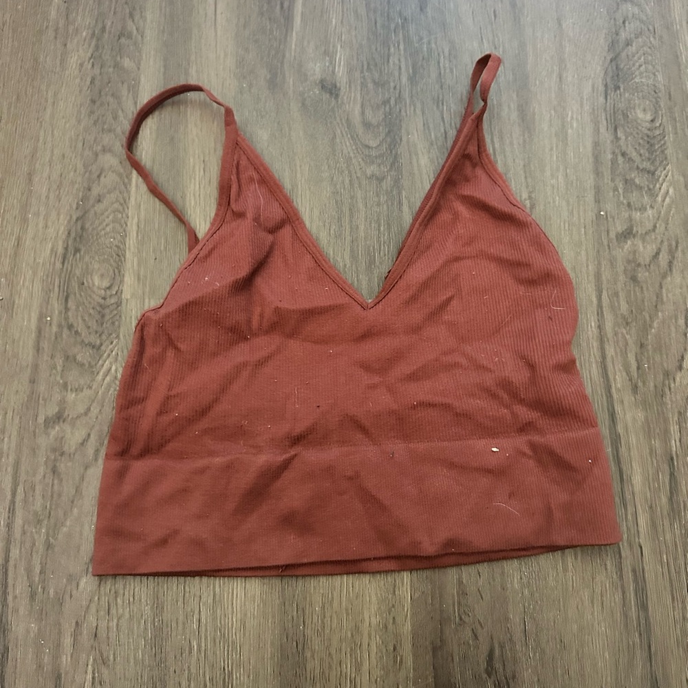 Orange/maroon Ribbed tank top